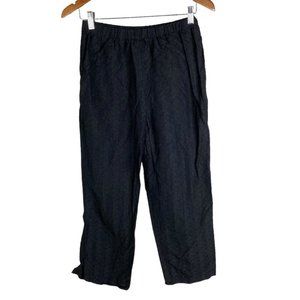 Eileen Fisher Pants Small Women’s Cropped Black High Rise Pull On Crinkle
